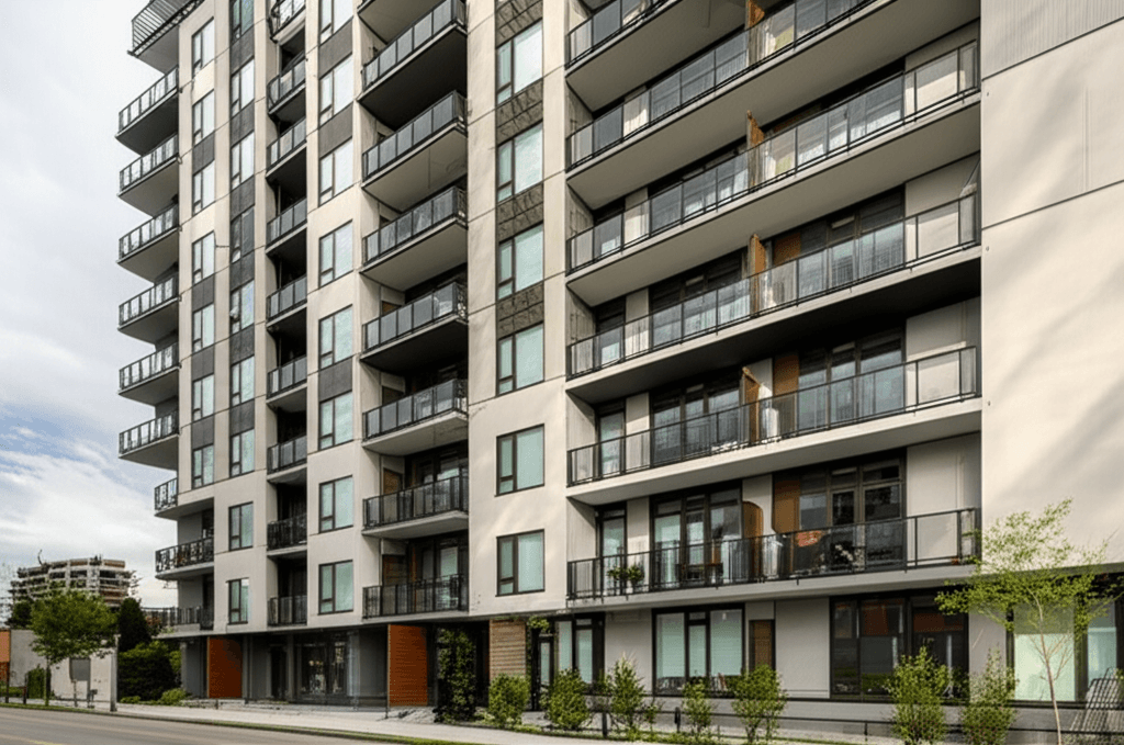 Façade d'un immeuble de condos moderne